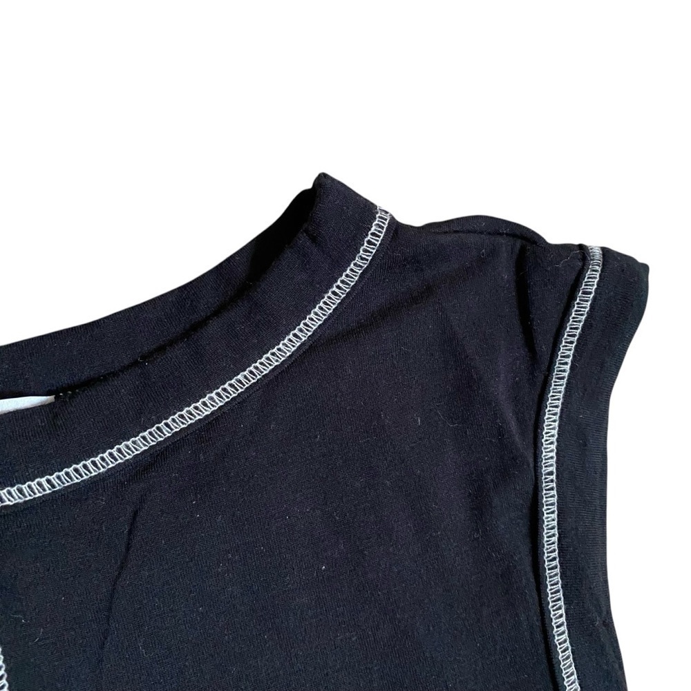The Line By K Inez Maxi Dress XS Black Contrast Stitch Bodycon Sleeveless - Picture 6 of 12